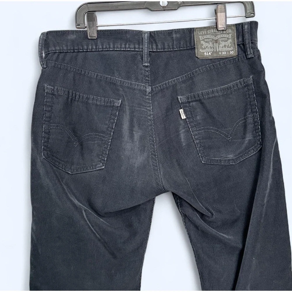 Levi's 514 Corduroy Pants Men's 33x30 Navy Blue‎ Straight Leg Y2K Dark Academia